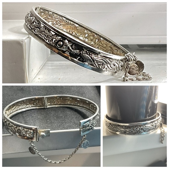 Fine luxurious 95% to 100% purest of antique silver bracelet. Genuine 1950s-60s - Picture 1 of 5